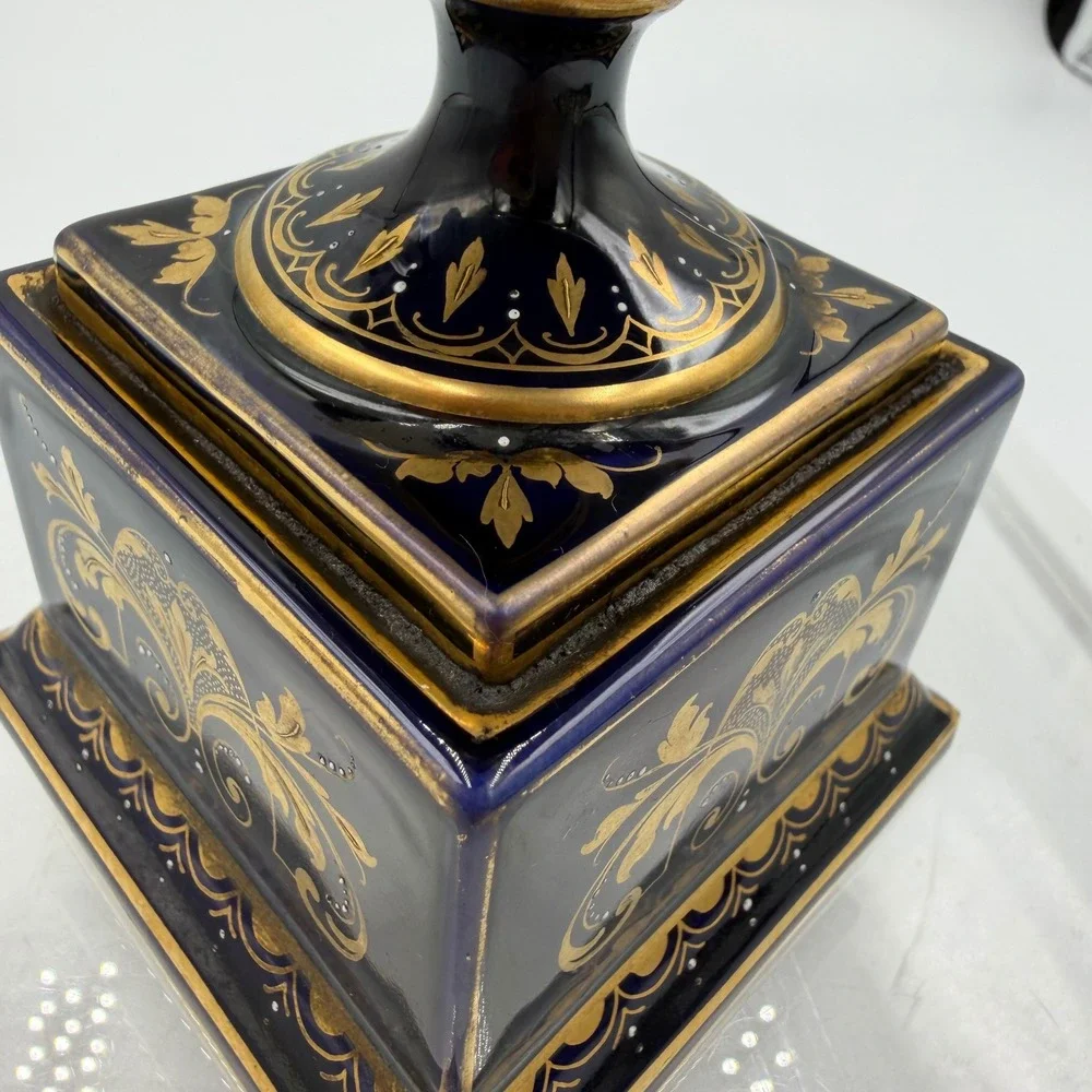 Antique Royal Vienna Cobalt Covered Urn Signed C Heer Austria Hand Painted Amor